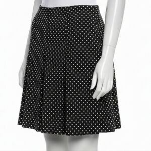 Boutique Jacob Skirt - Black & White Polka Dot Box Pleated Size Small 18" Long